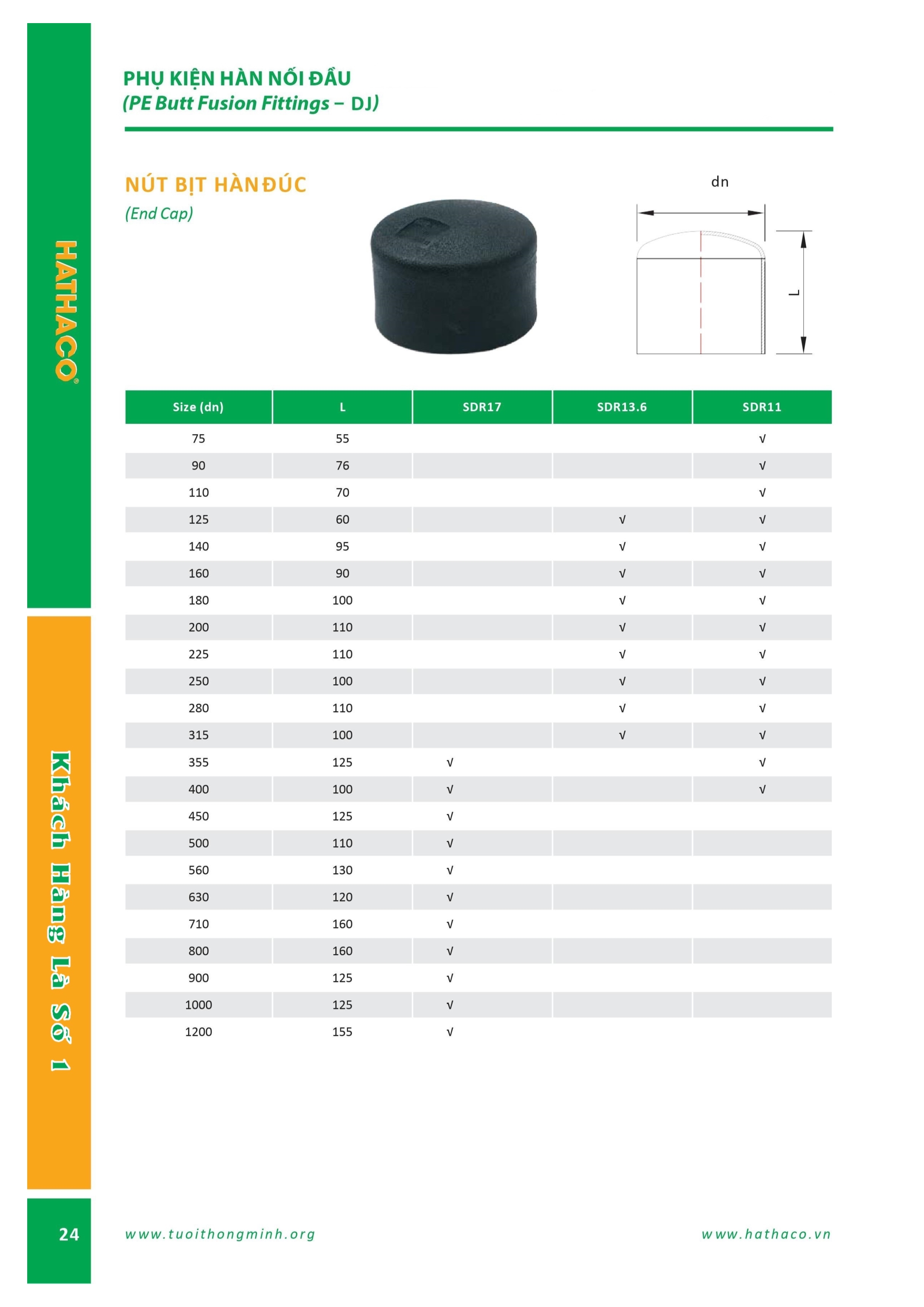 Nắp bịt hàn HDPE hathaco